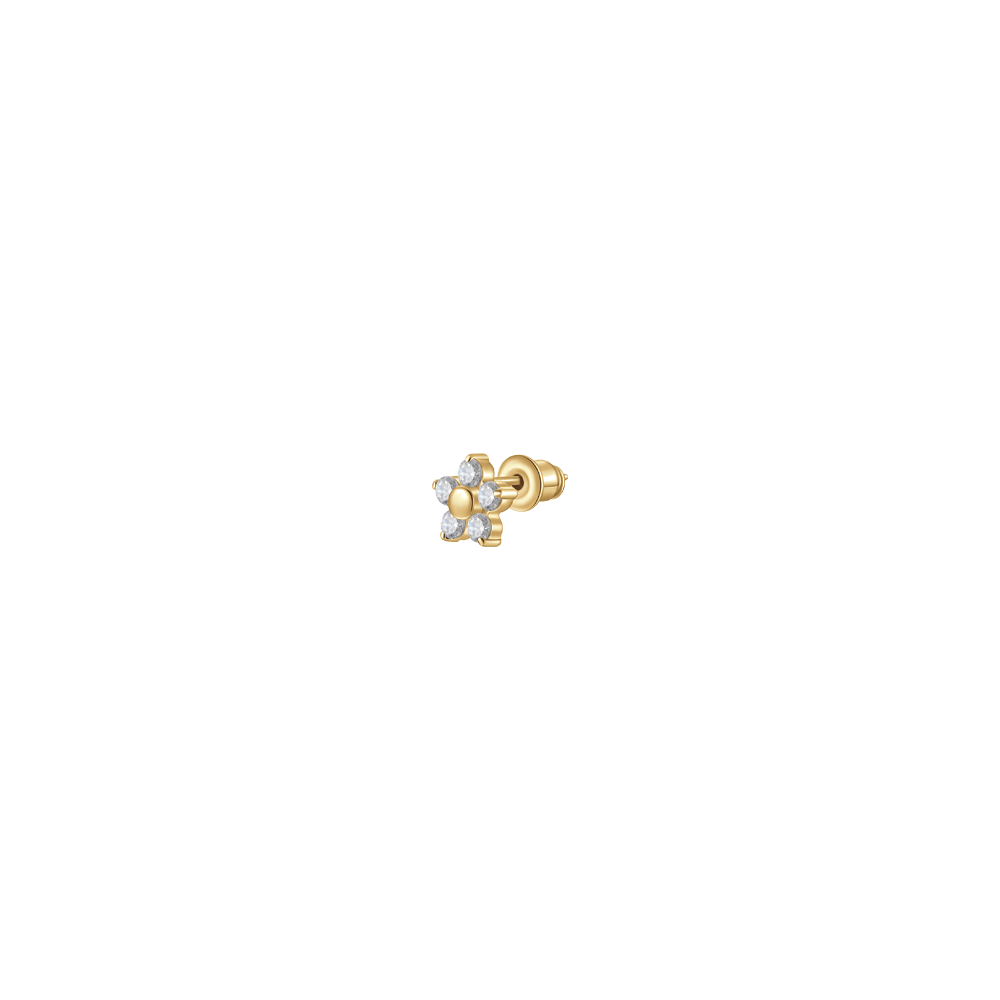 Luca Barra Women's Gold Flower-Shaped Single Steel Earring Luca Barra Women's Gold Flower-Shaped Single Steel Earring