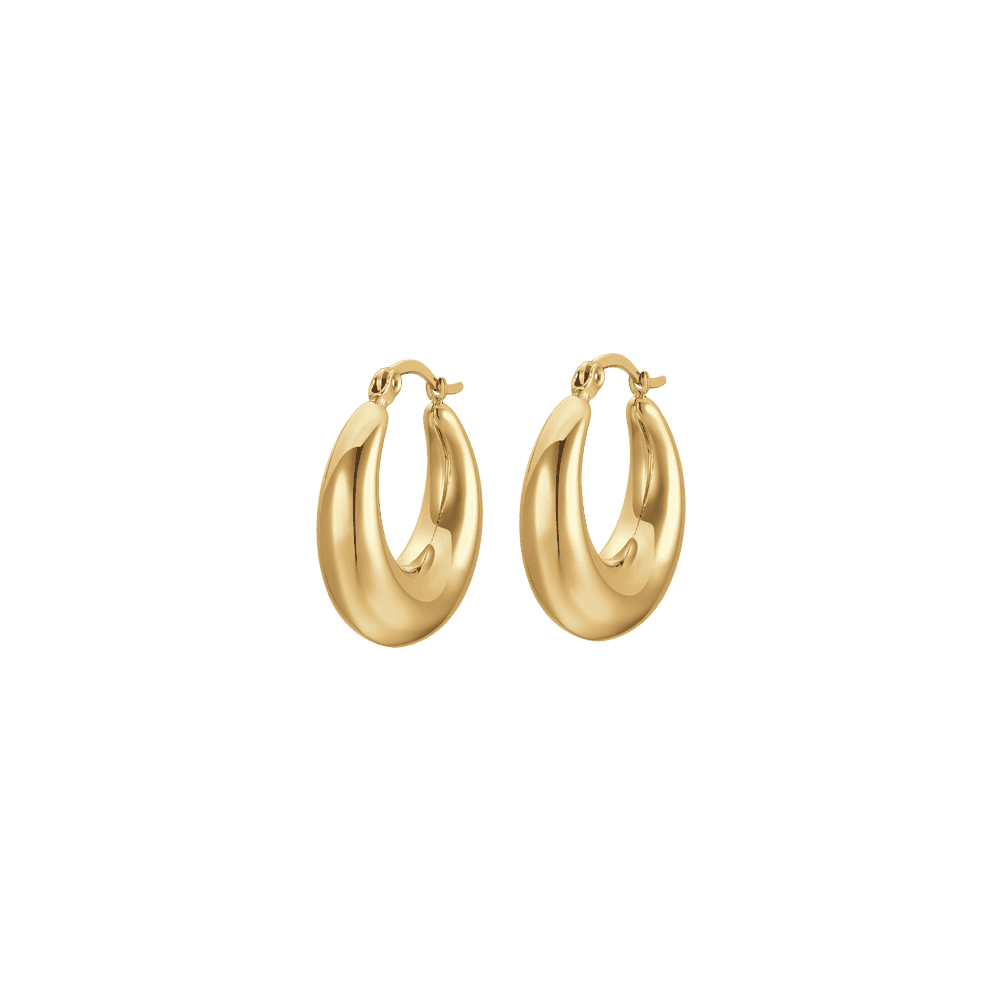 Luca Barra Women’s IP Gold Steel Hoop Earrings – Available Online Today