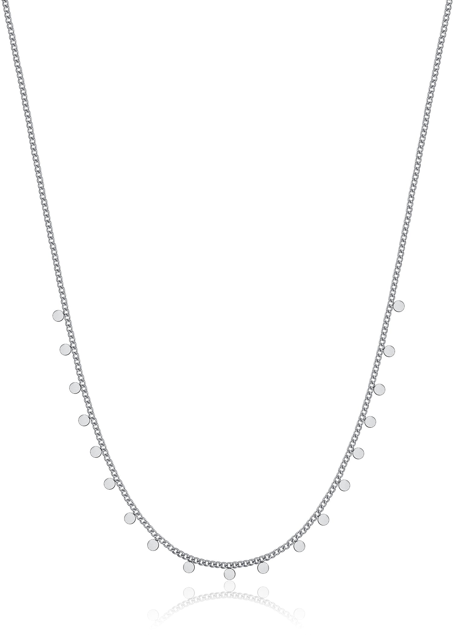 Luca Barra Women's Silver Steel Necklace with Circles