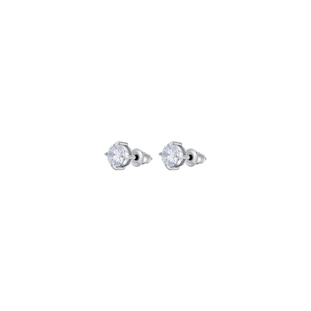 Luca Barra Women's Steel Earrings & White Crystals 6mm — Available for Online Purchase