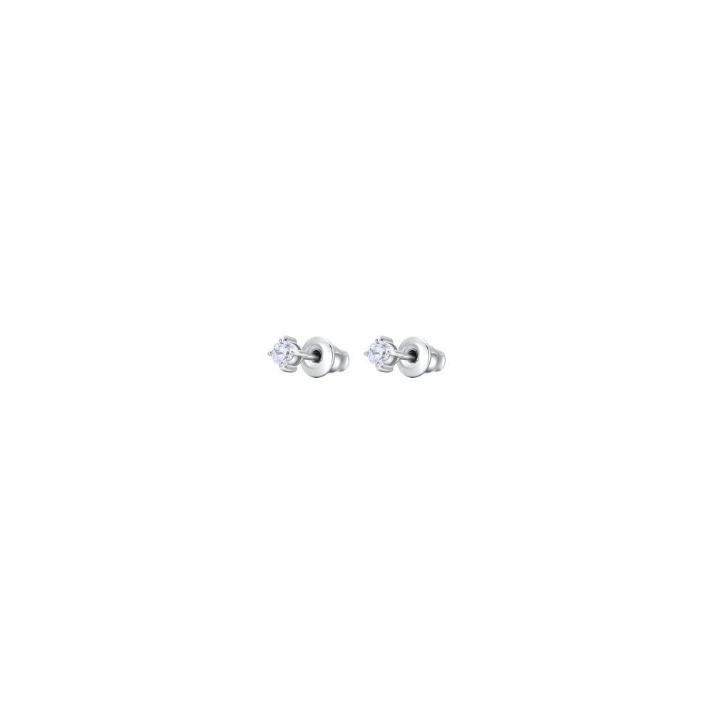 Luca Barra Women's Steel Earrings with White Crystals 3mm – Now Online