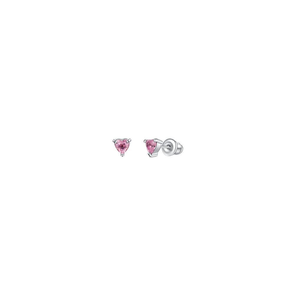 Luca Barra girl's steel earrings with pink heart zircon crystals – Find Online Today Main image