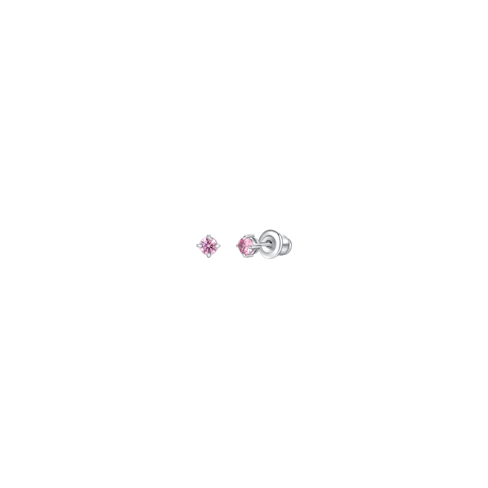 Luca Barra girl’s steel earrings with pink zirconia crystal — Now Available Online