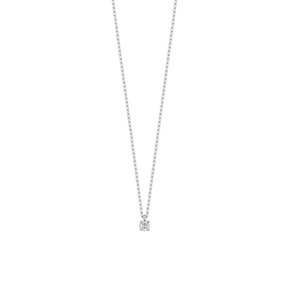 Luca Barra girl's steel necklace with white zircon crystal – Shop Online Today