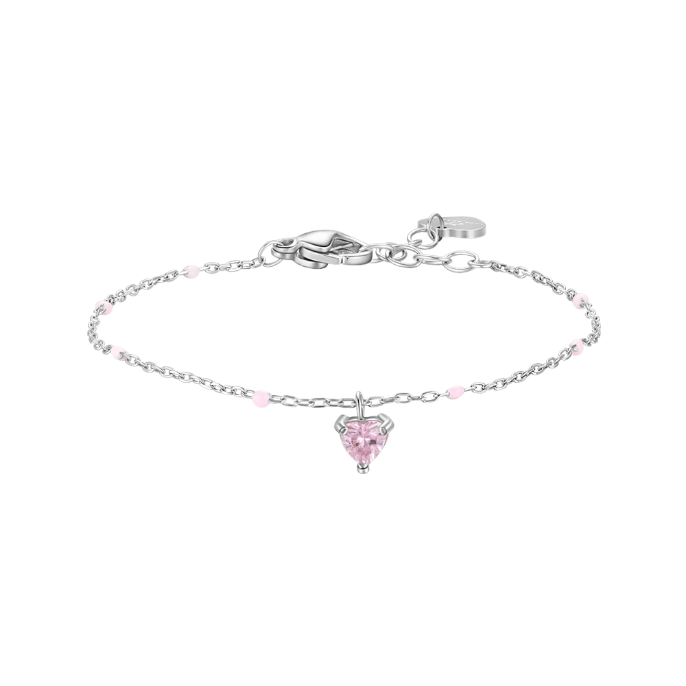 Luca Barra girl's bracelet with pink heart zircon crystal — Available for Online Purchase