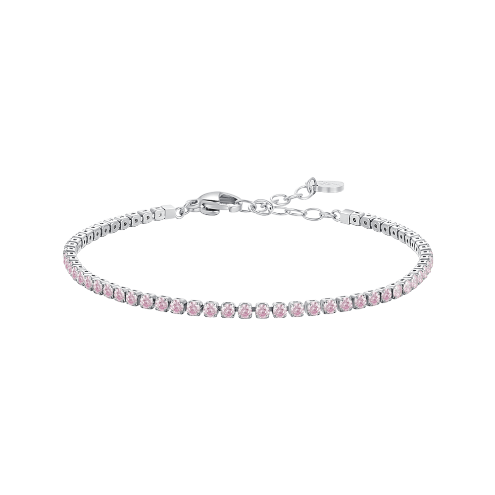Luca Barra girl's steel tennis bracelet with pink zirconia crystals – Now Online