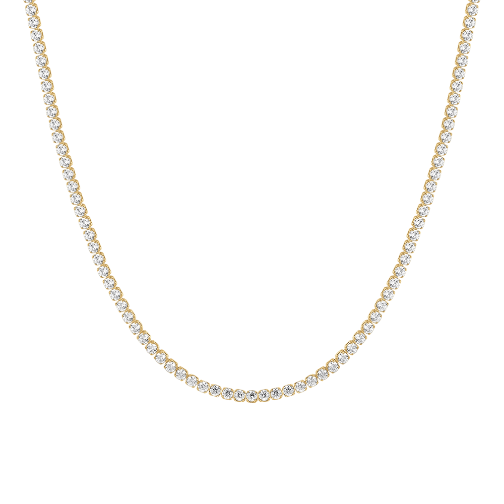 Luca Barra gold plated steel tennis necklace with white zirconia – Order Online Today