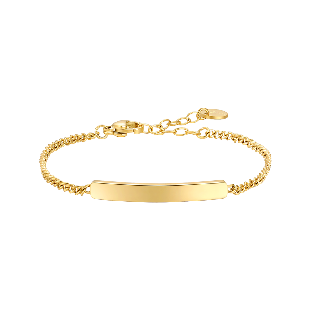 Luca Barra Kid's IP Gold Steel Bracelet with Plate