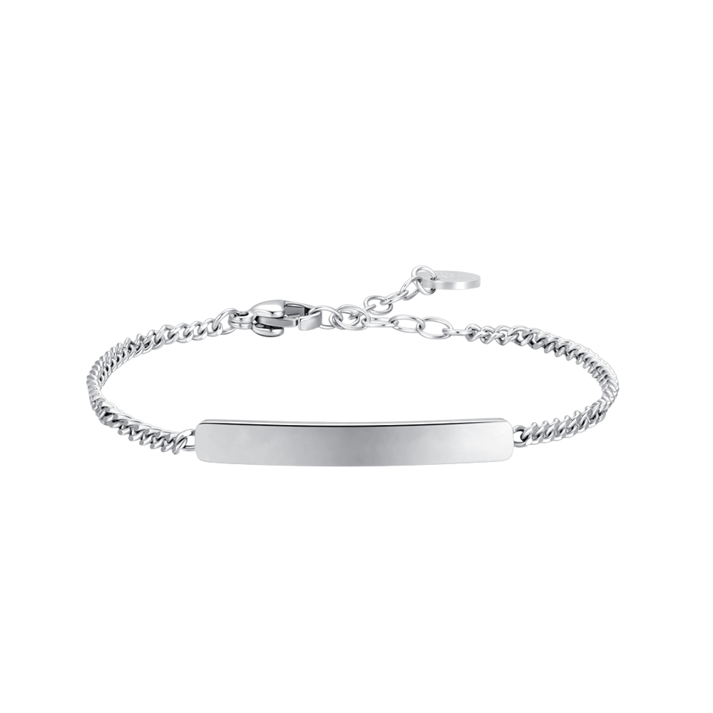 Luca Barra kid’s silver steel bracelet with plate — Now Online