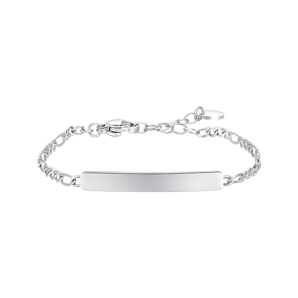 Luca Barra Kid's Silver Steel Bracelet with Plate