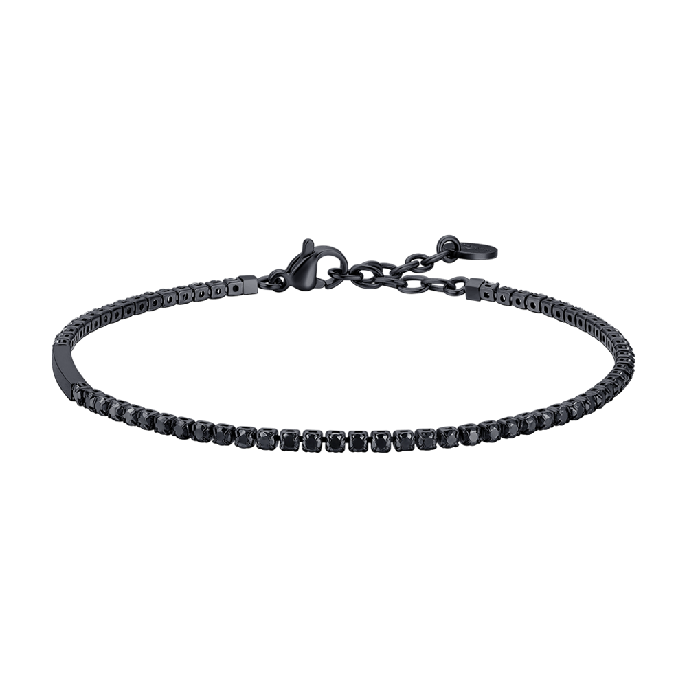 Luca Barra men’s black steel tennis bracelet with black zirconia stones, modern luxury design – Shop Online at Paris Gallery Qatar Main image