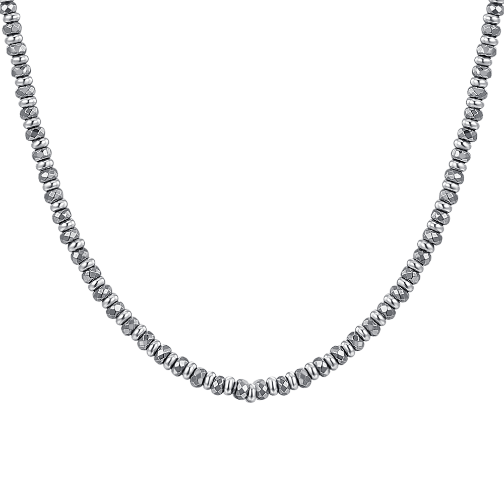 Luca Barra men’s dark grey hematite bead necklace — Find Online Today