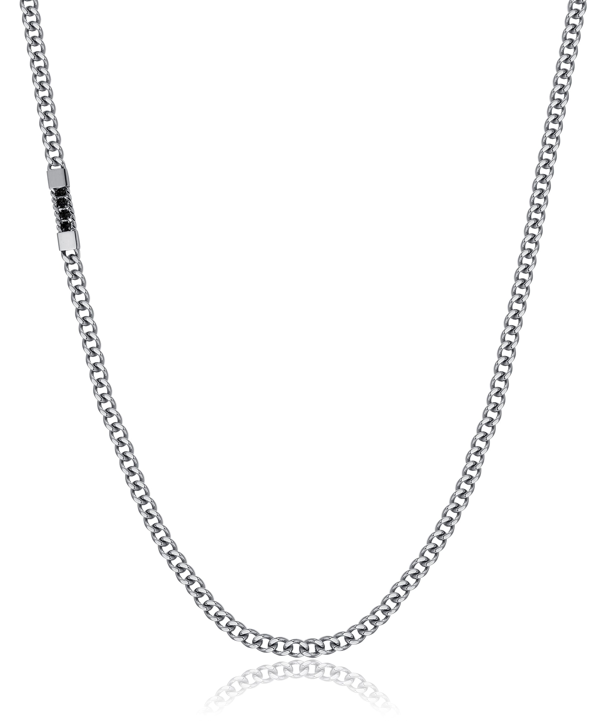 Luca Barra men’s steel necklace with black crystals – Shop Now Online