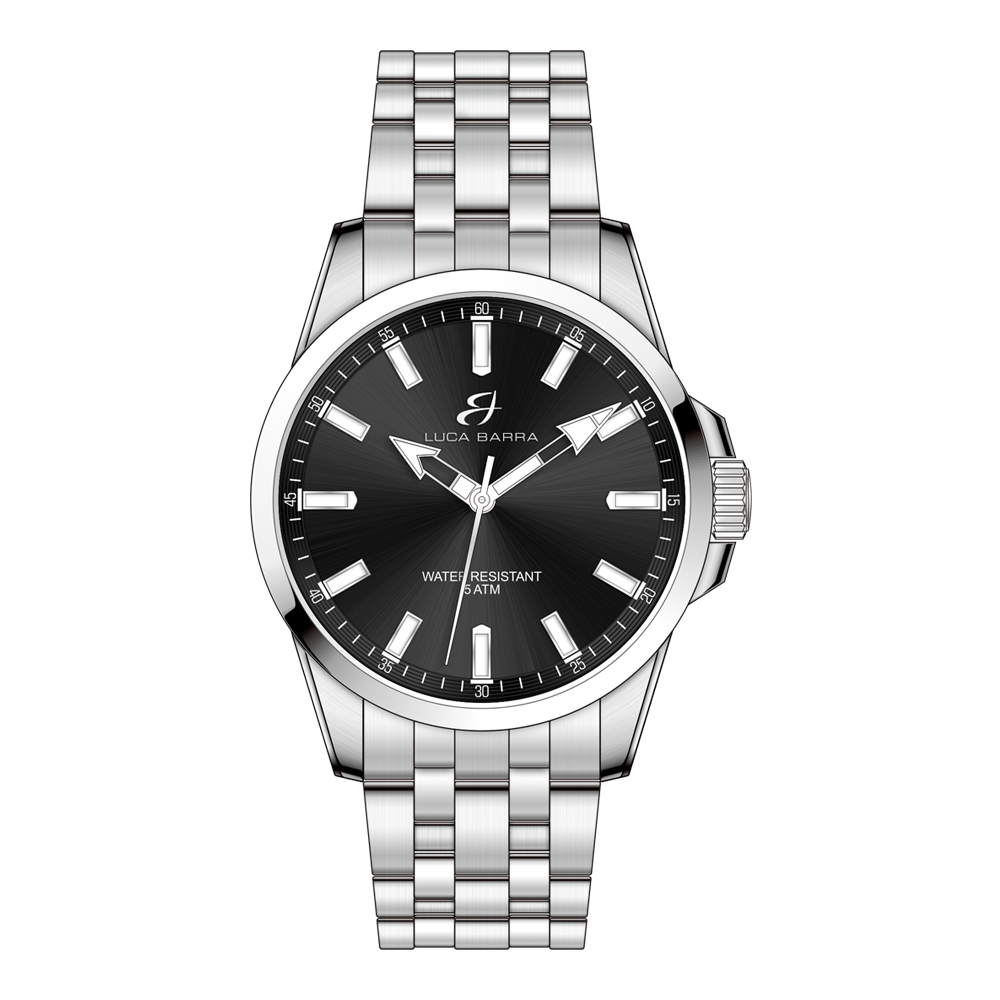 Luca Barra Men's Steel Watch with Black Dial Luca Barra Men's Steel Watch with Black Dial