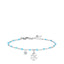 Luca Barra silver steel anklet with turquoise stones, crystal charm, and four-leaf clover — Order Online Today