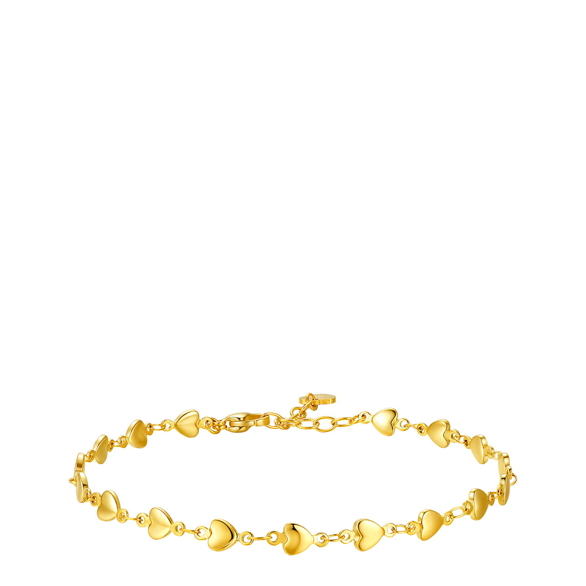 Luca Barra women's IP gold steel anklet with heart charms – Available Online Today