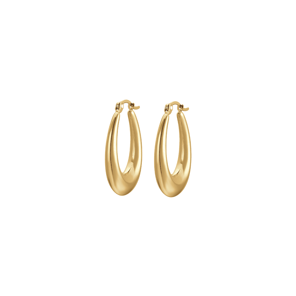 Luca Barra Women's IP Gold Steel Hoop Earrings Luca Barra Women's IP Gold Steel Hoop Earrings