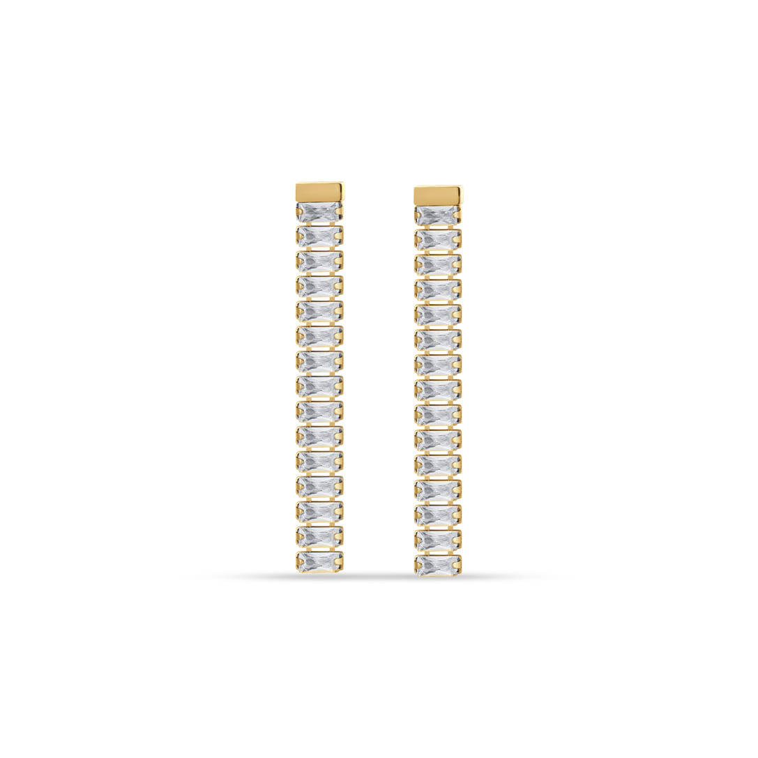 Luca Barra women's IP gold steel earrings with white baguette crystals – Now Online