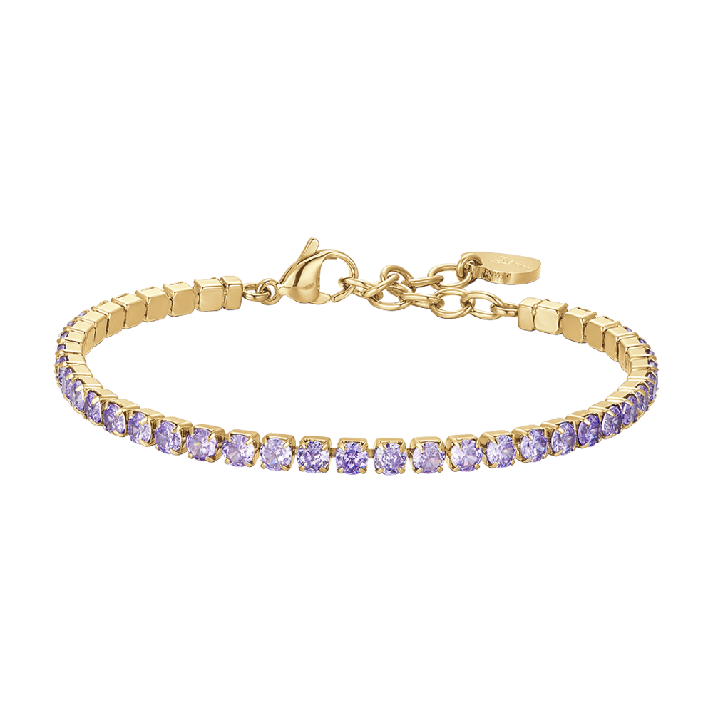 Luca Barra women’s IP gold tennis bracelet with purple crystals, elegant Italian design – Now Online
