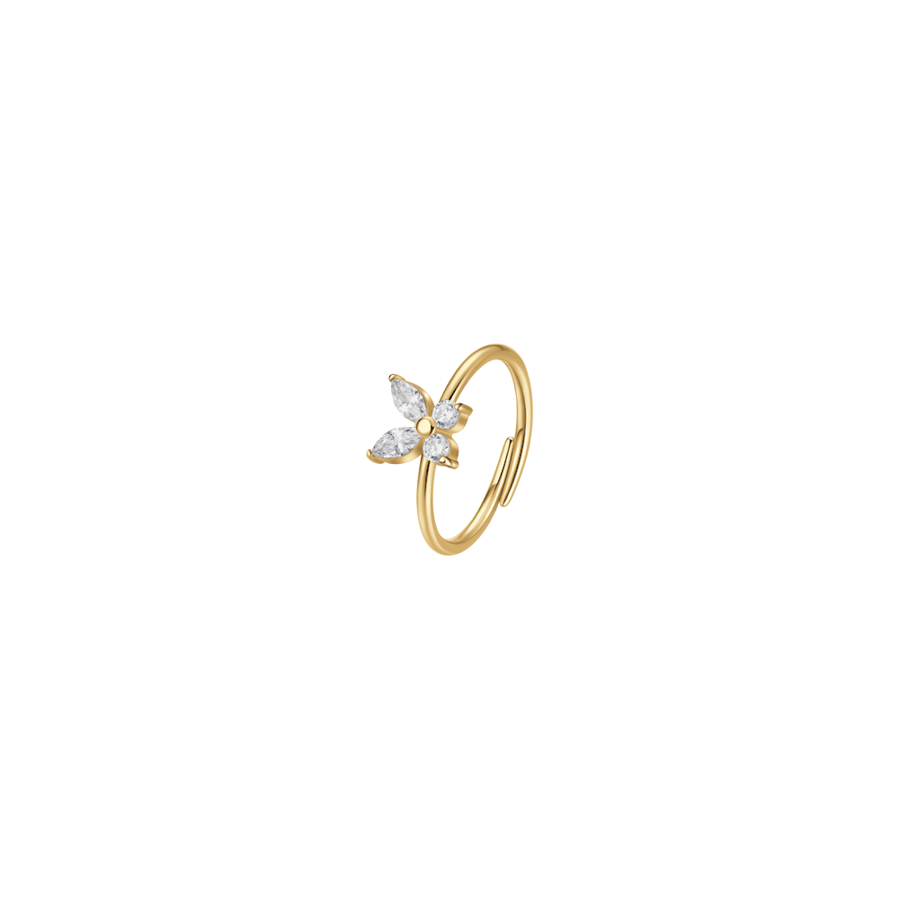 Luca Barra women’s gold steel butterfly ring with white zirconia stones – Order Online Today Main image