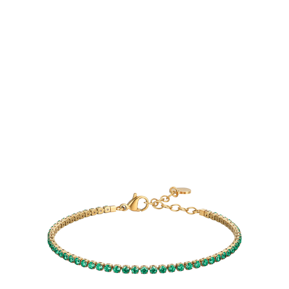 Luca Barra women's gold steel tennis bracelet with green zirconia stones, elegant jewelry design – Find Online Today