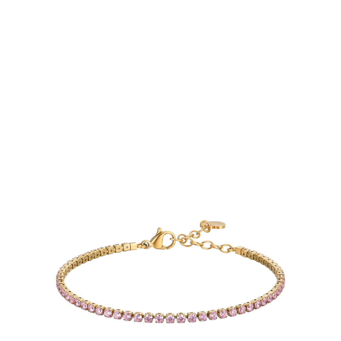 Luca Barra women's gold steel tennis bracelet with pink zirconia stones – Shop Now Online