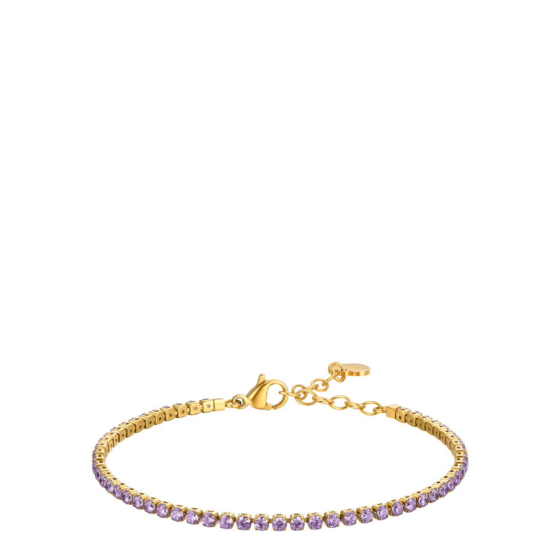Luca Barra women’s gold steel tennis bracelet with purple zirconia stones – Available Online Today