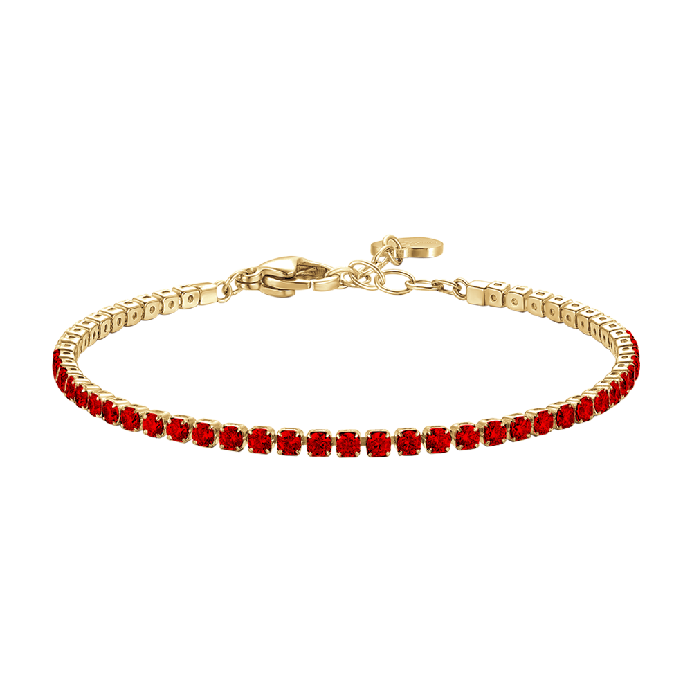 Luca Barra women’s gold steel tennis bracelet with red zirconia stones – Order Online Today
