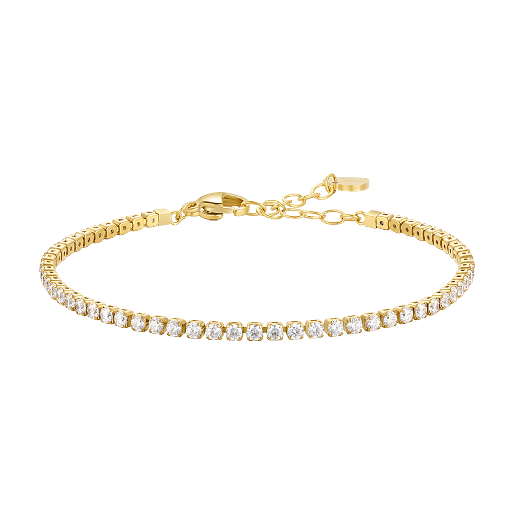 Luca Barra women’s gold steel tennis bracelet with white zirconia stones – Shop Now Online