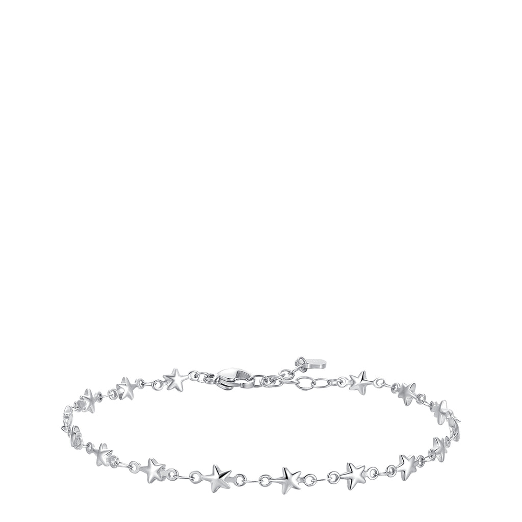 Luca Barra women’s silver steel anklet with star charms – Shop Now Online