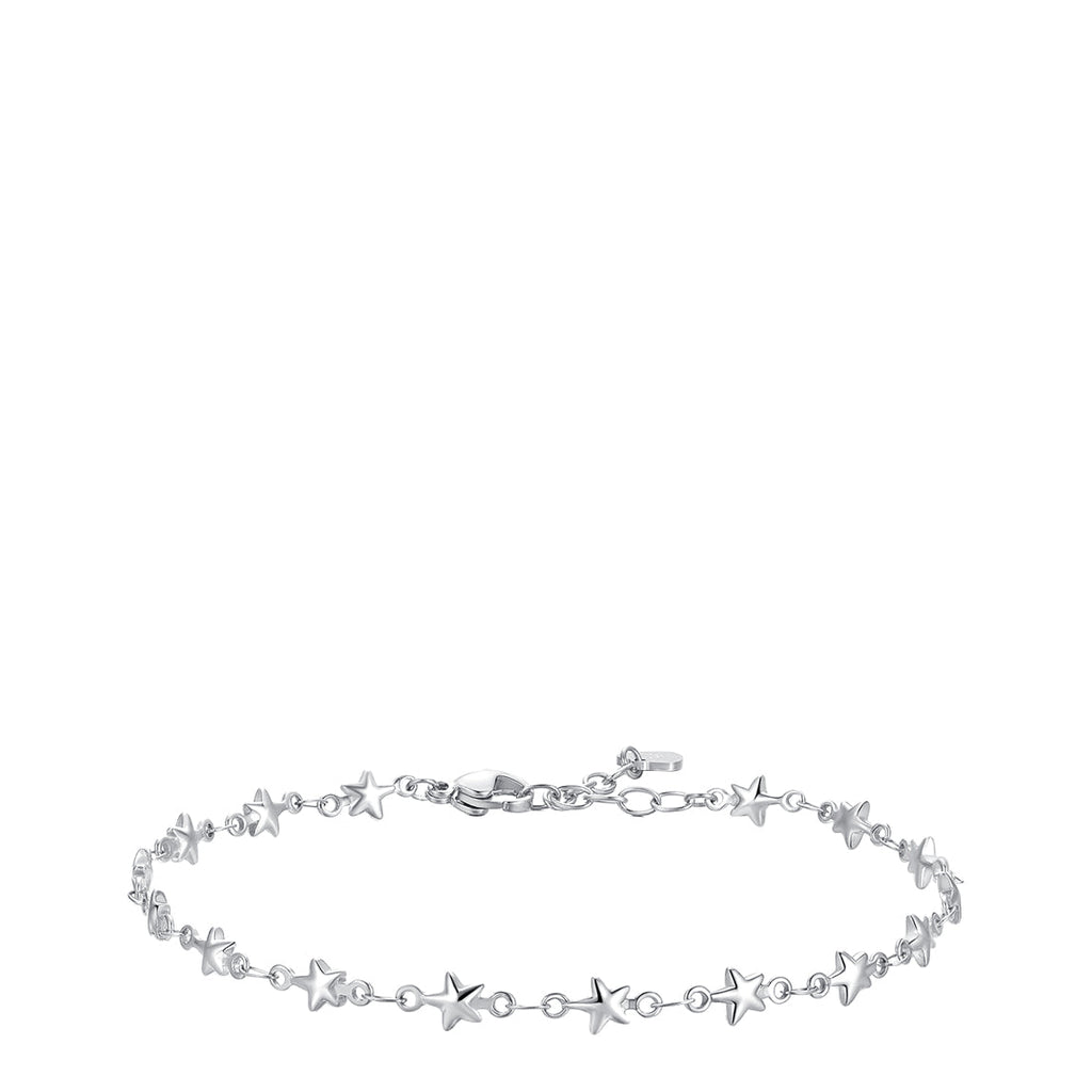 Luca Barra women’s silver steel anklet with star charms – Shop Now Online