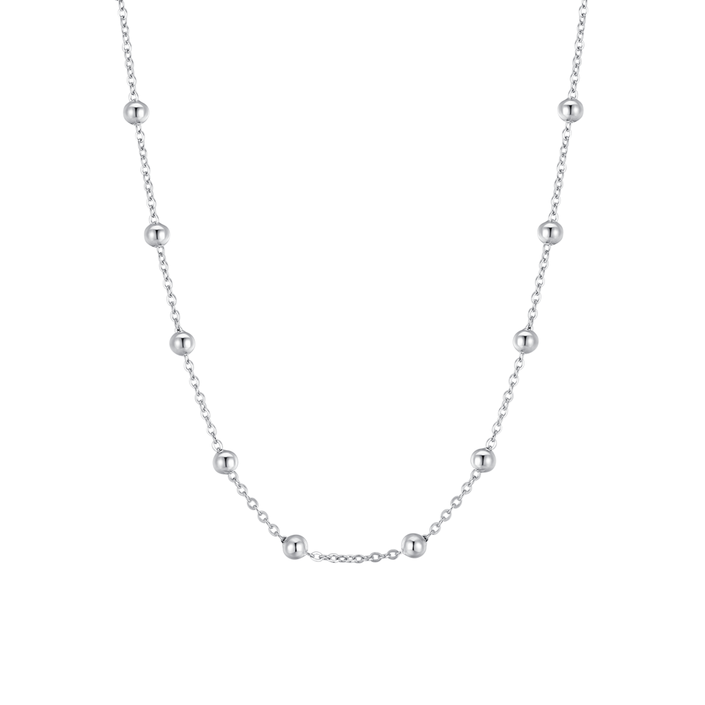 Luca Barra women’s silver steel necklace with spheres, Available for Online Purchase