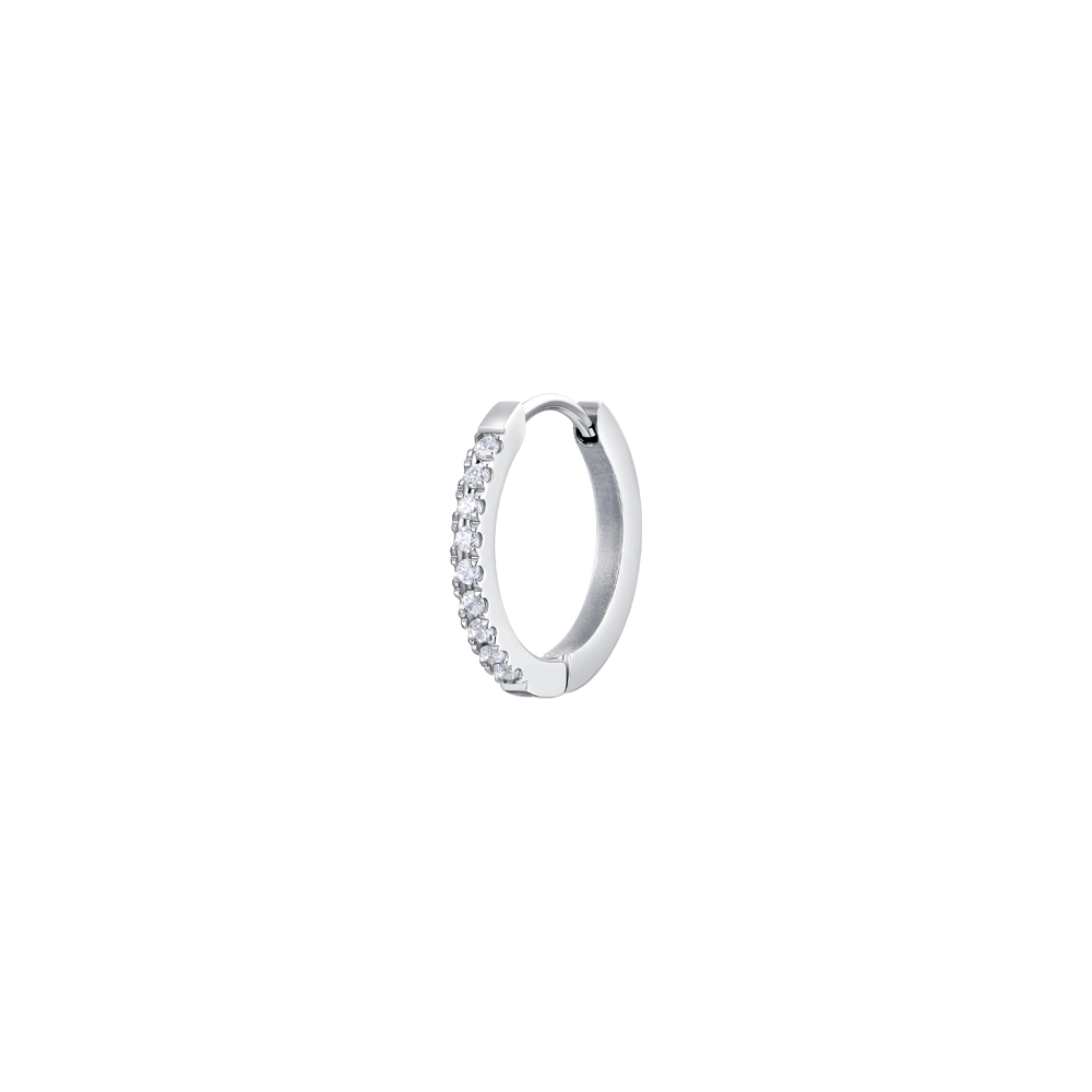 Luca Barra women’s single steel earring with white crystals — Now Available Online