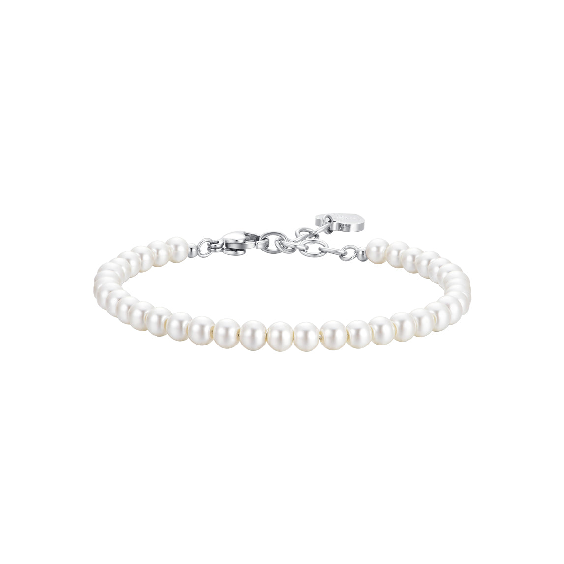 Luca Barra women’s stainless steel bracelet with white synthetic pearls, classic elegant jewelry design, Order Online Today