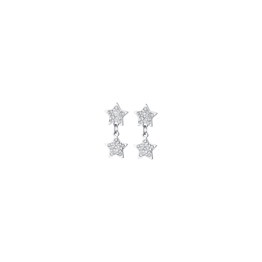 Luca Barra women's stars and white crystals steel earrings Available for Online Purchase.