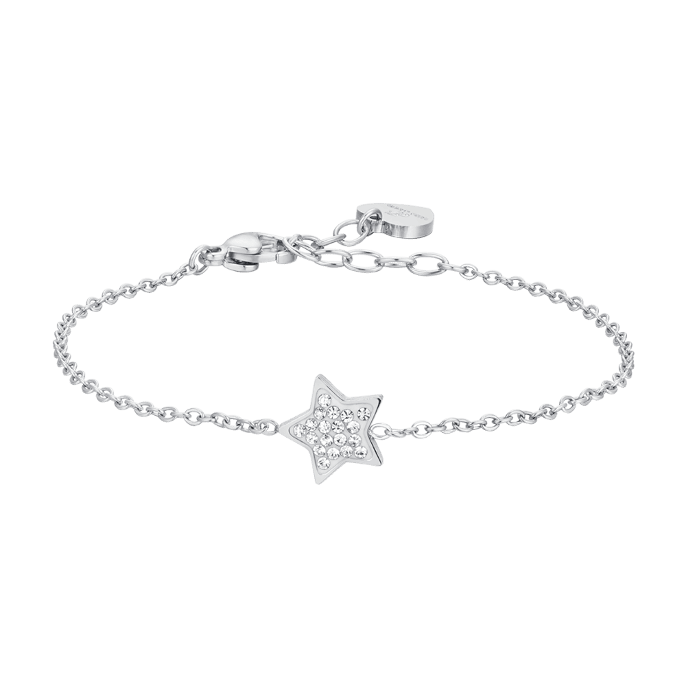 Luca Barra women’s steel bracelet featuring a crystal star charm in silver finish – Shop Online Today