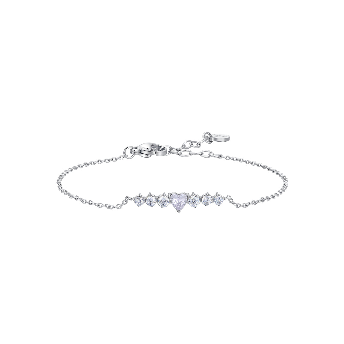 Luca Barra Women's Steel Bracelet with Heart & White Crystals