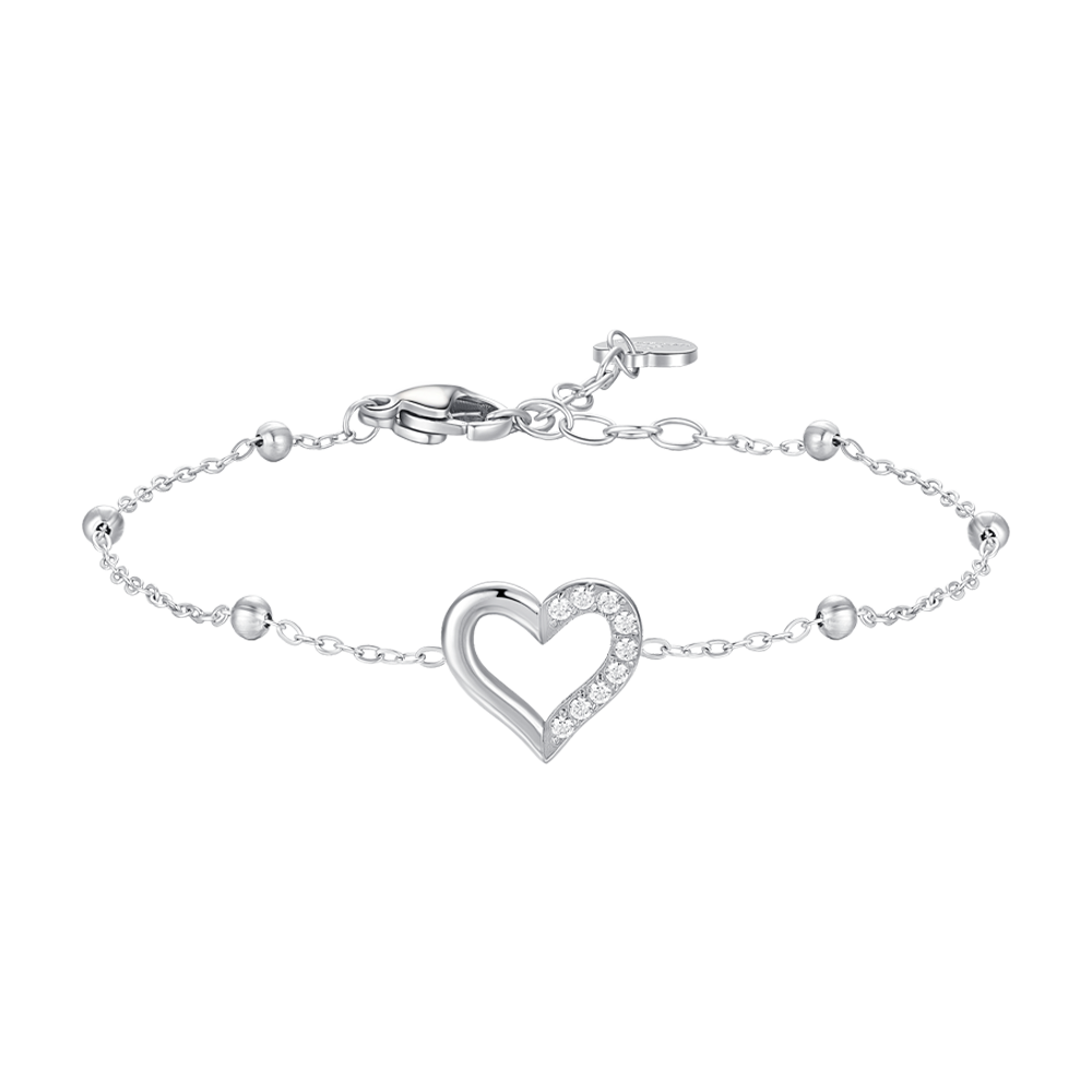 Luca Barra women’s steel bracelet with heart and white zirconia, romantic jewelry design – Available for Online Purchase
