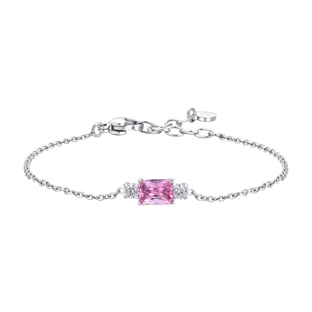 Luca Barra Women's Steel Bracelet with Pink & White Zirconia Crystals