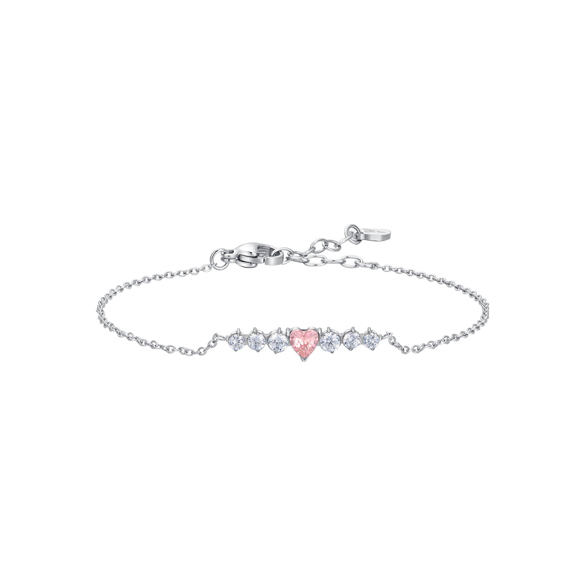 Luca Barra women’s steel bracelet with pink heart and white crystals, Available Now Online
