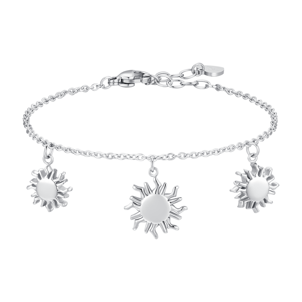 Luca Barra Women’s Steel Bracelet with Silver Sun Charms