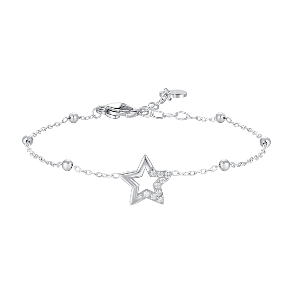 Luca Barra Women's Steel Bracelet with Star & White Zircon