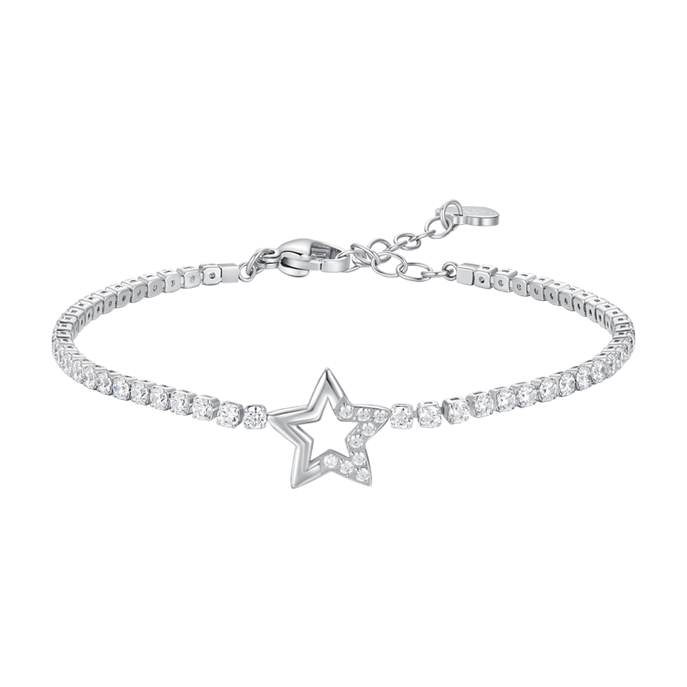 Luca Barra women’s steel bracelet with star charm and white zirconia accents – Shop Online Today