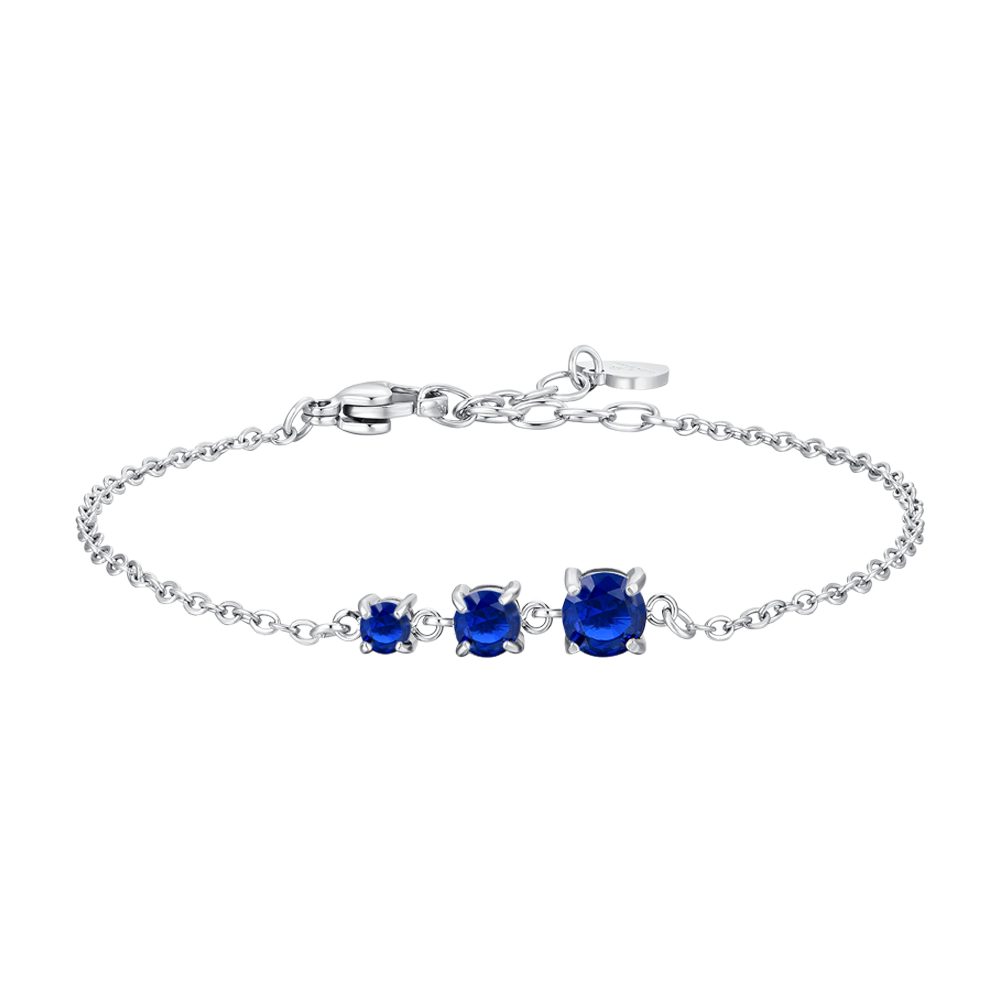 Luca Barra Women's Steel Bracelet with Blue Zircon Crystals