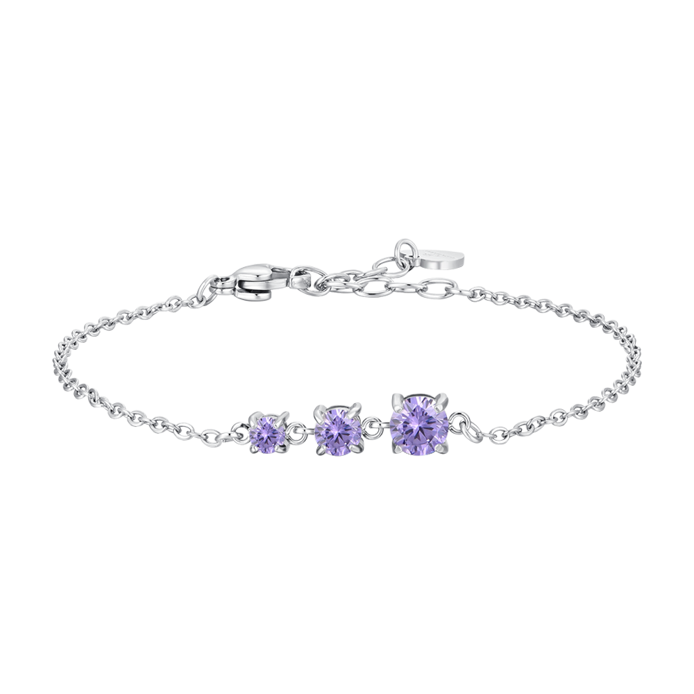 Luca Barra Women's Steel Bracelet with Purple Zircon Crystals