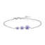 Luca Barra women’s steel bracelet with three purple zircon crystals, elegant minimalist design, available for online purchase