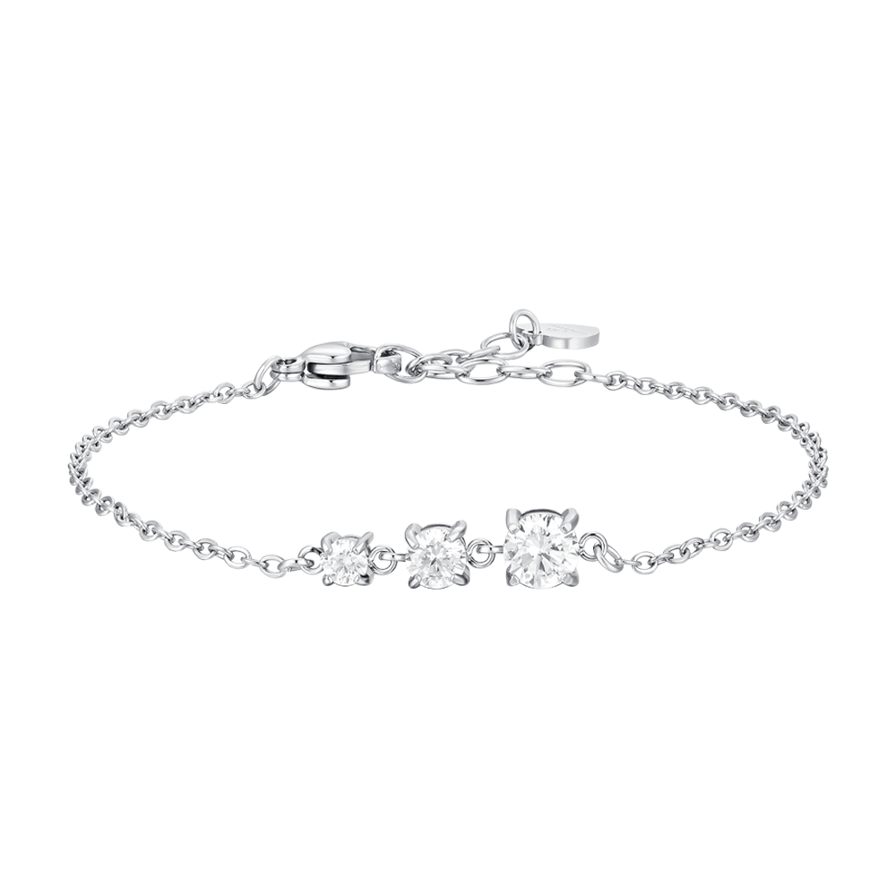 Luca Barra Women's Steel Bracelet with White Zircon Crystals