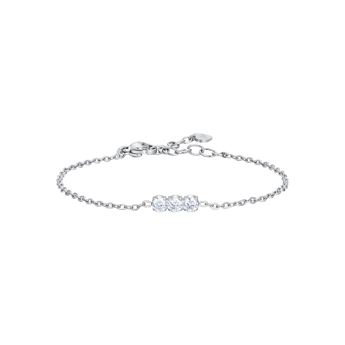 Luca Barra women’s steel bracelet with white crystals, minimalist chain design, Shop Now Online