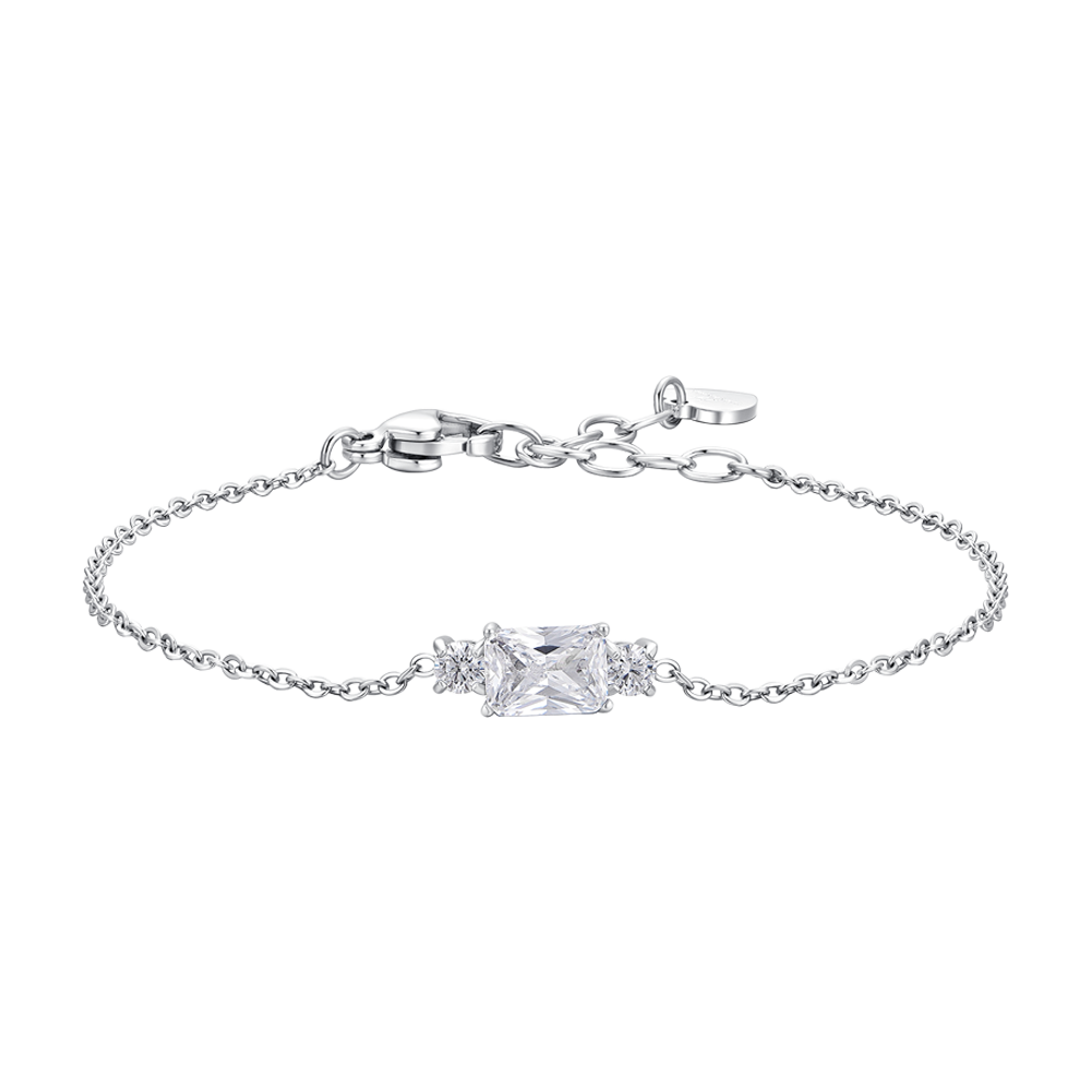 Luca Barra Women's Steel Bracelet with White Zirconia Crystals