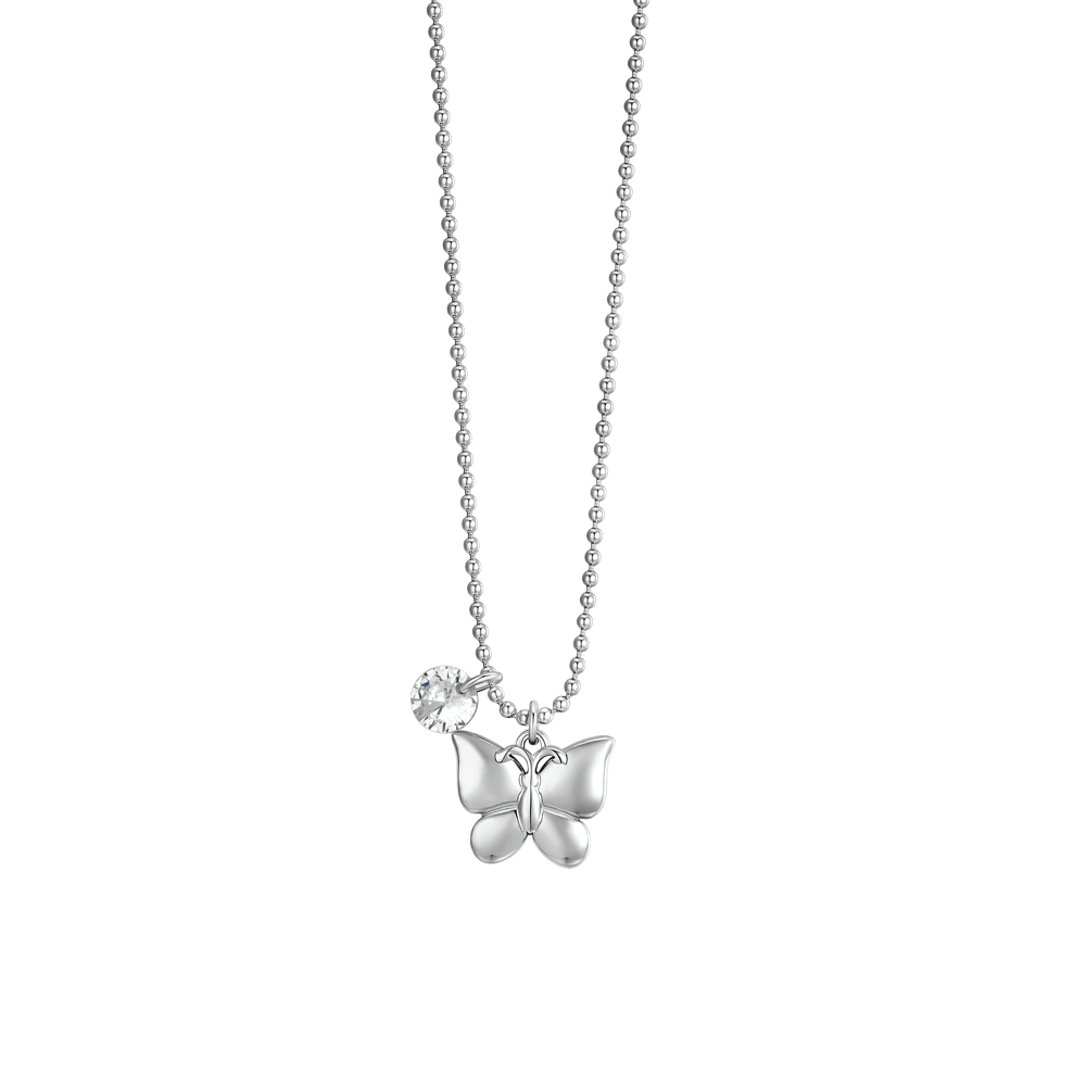 Luca Barra Women's Steel Butterfly & Zircon Necklace Secondary image
